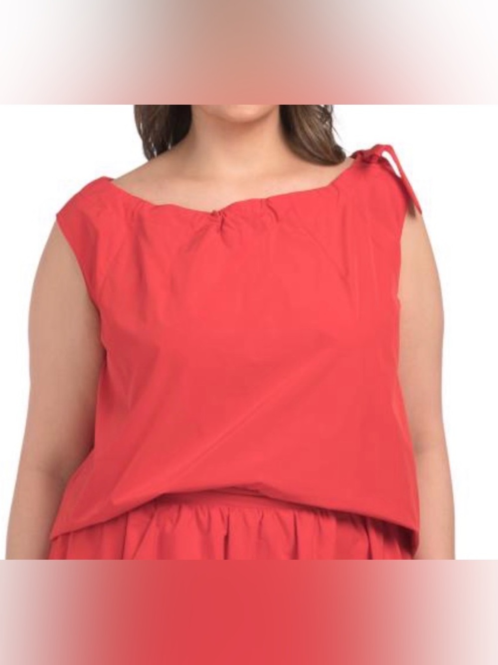 Melloday Women's Red Sleeveless Tie Accent Blouse Plus Size 2X Solid Top NWT